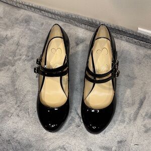BRAND NEW Jessica Simpson JP-Erimma Black Patent Leather Double Strap Heels